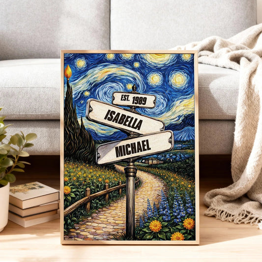 Personalized Starry Night Street Sign Canvas for Couples - Anniversary Gift Poster or Canvas MagicInPrints