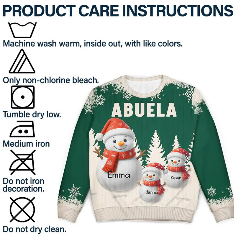 Personalized Christmas Sweatshirt for Grandma - Custom Snowman Family Design Cloth MagicInPrints