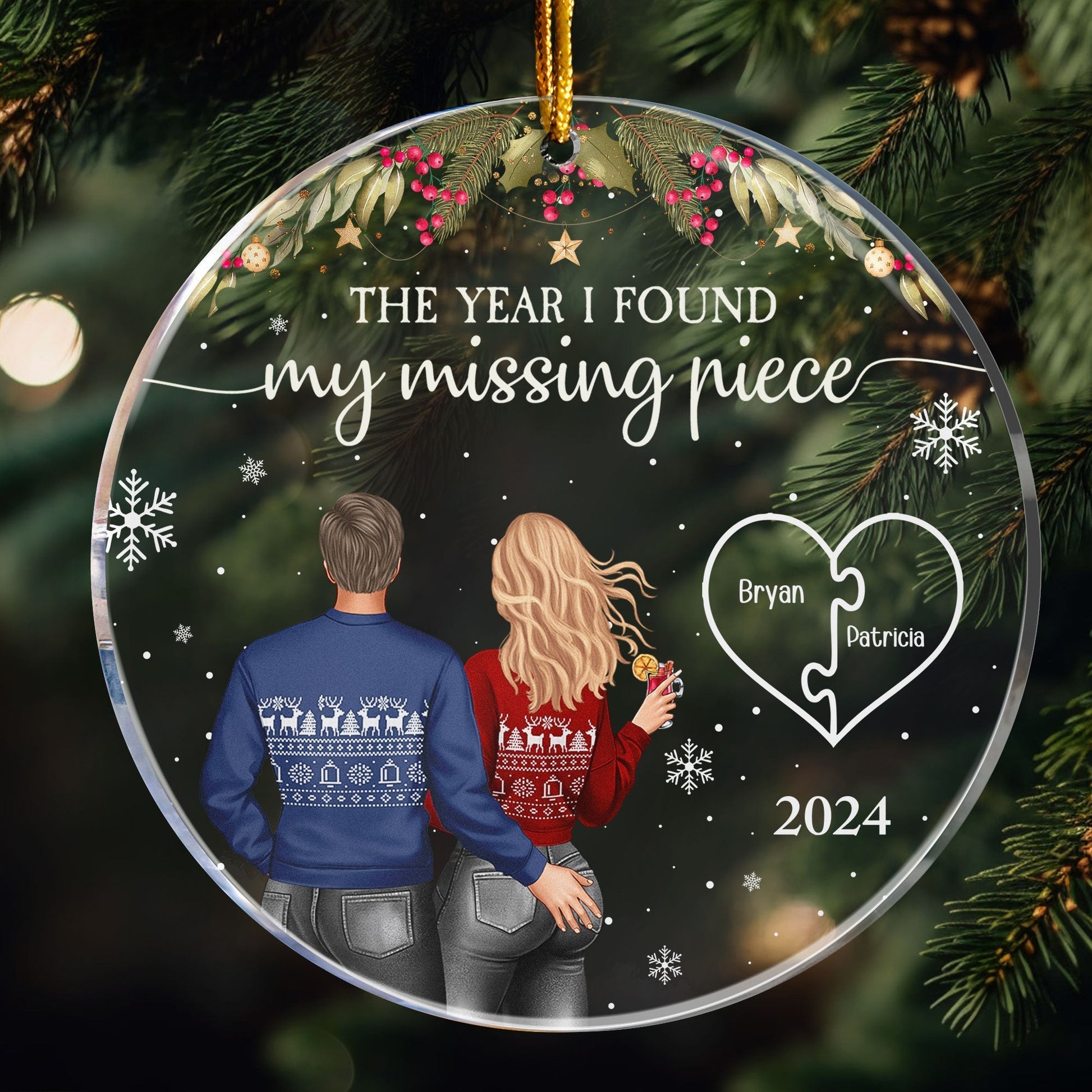 Personalized Couple Christmas Ornament - My Missing Piece 2024 Ornament MagicInPrints