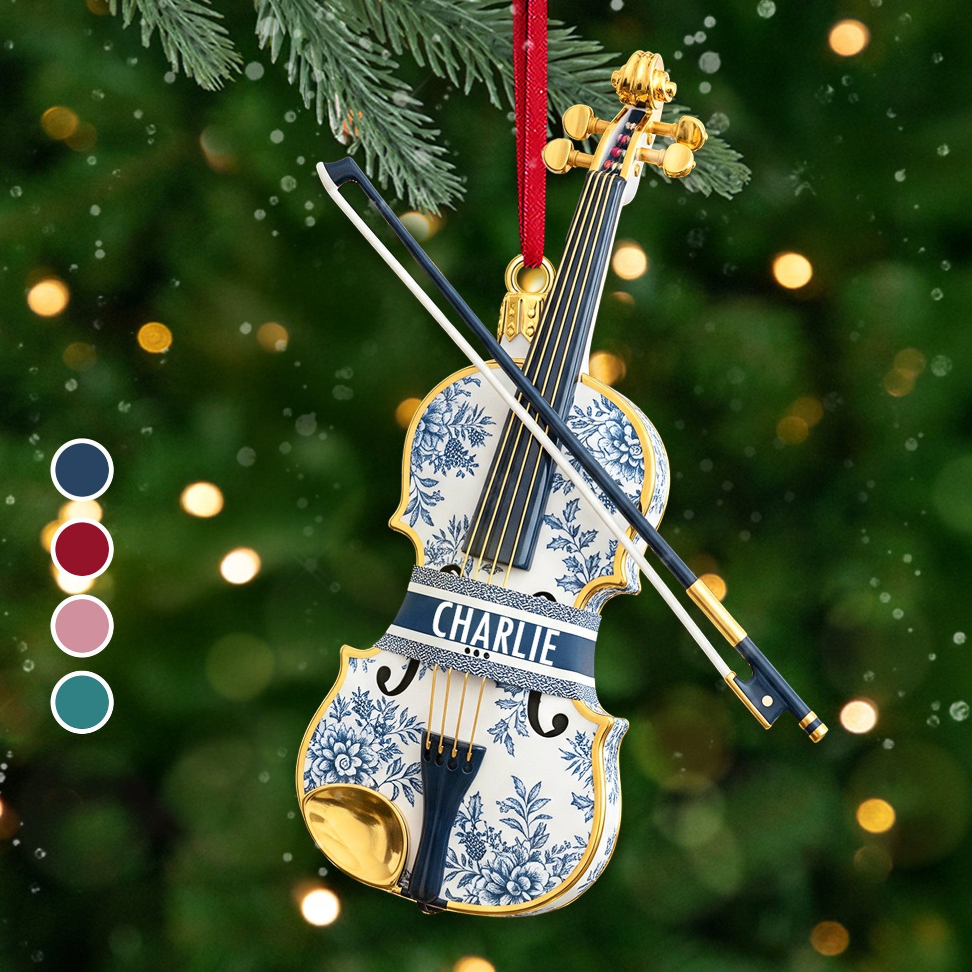 Violin Toile de Jouy Ornament - Personalized Gifts For Violin Lover Christmas Ornament Ornament MagicInPrints