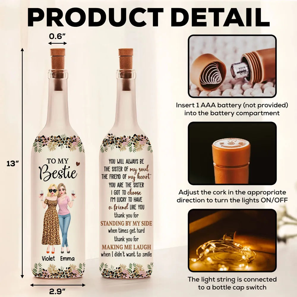Personalized LED Wine Bottle Lamp for Best Friends - Sentimental Gift for Friendship Lamp MagicInPrints
