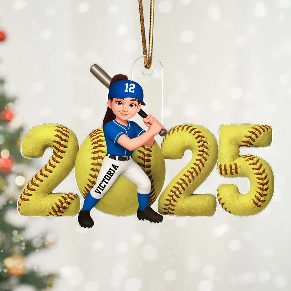 Personalized Baseball Ornament for Kids - Custom Name and Year 2025 Ornament MagicInPrints