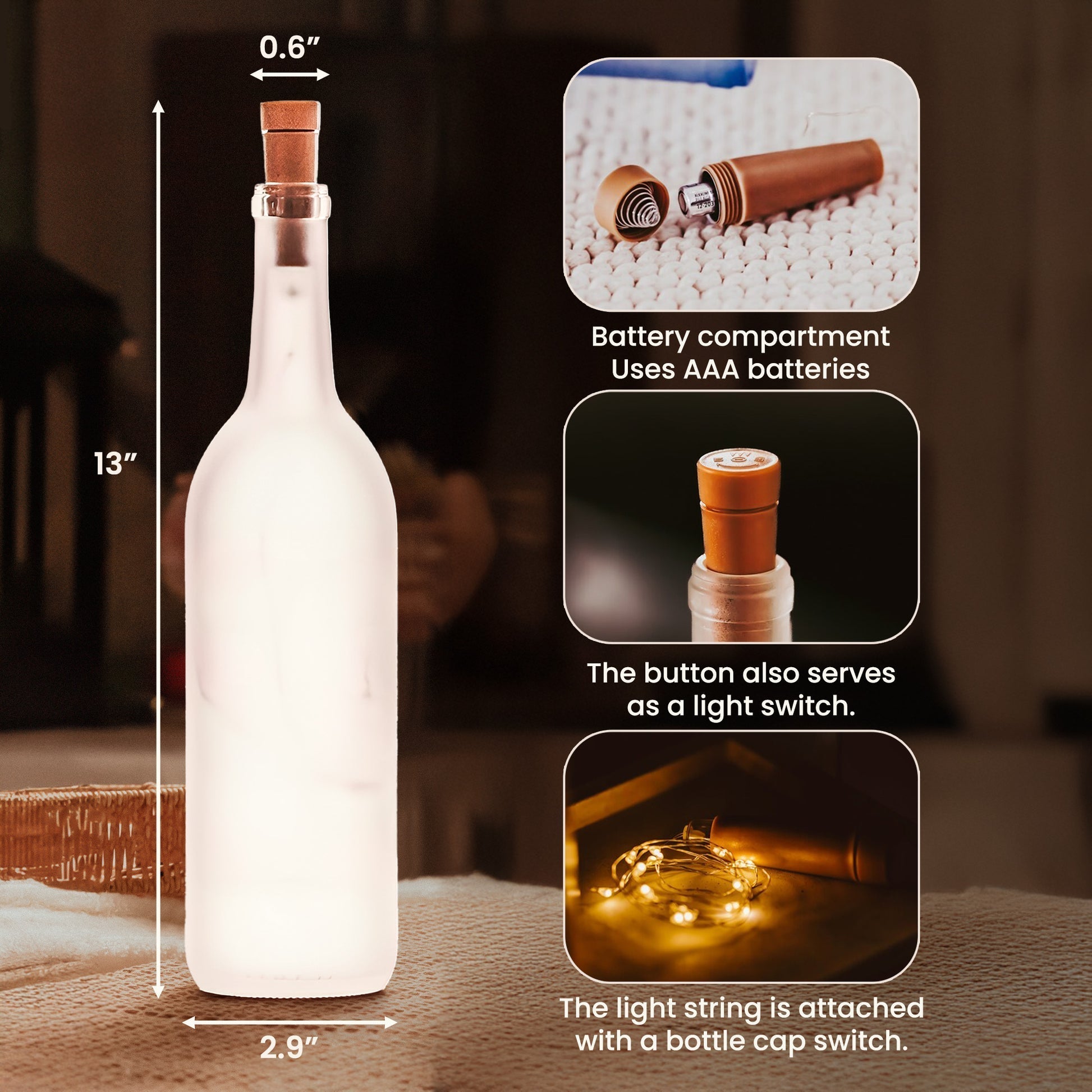 Personalized Romantic LED Bottle Light for Couples - Anniversary Gift Lamp MagicInPrints