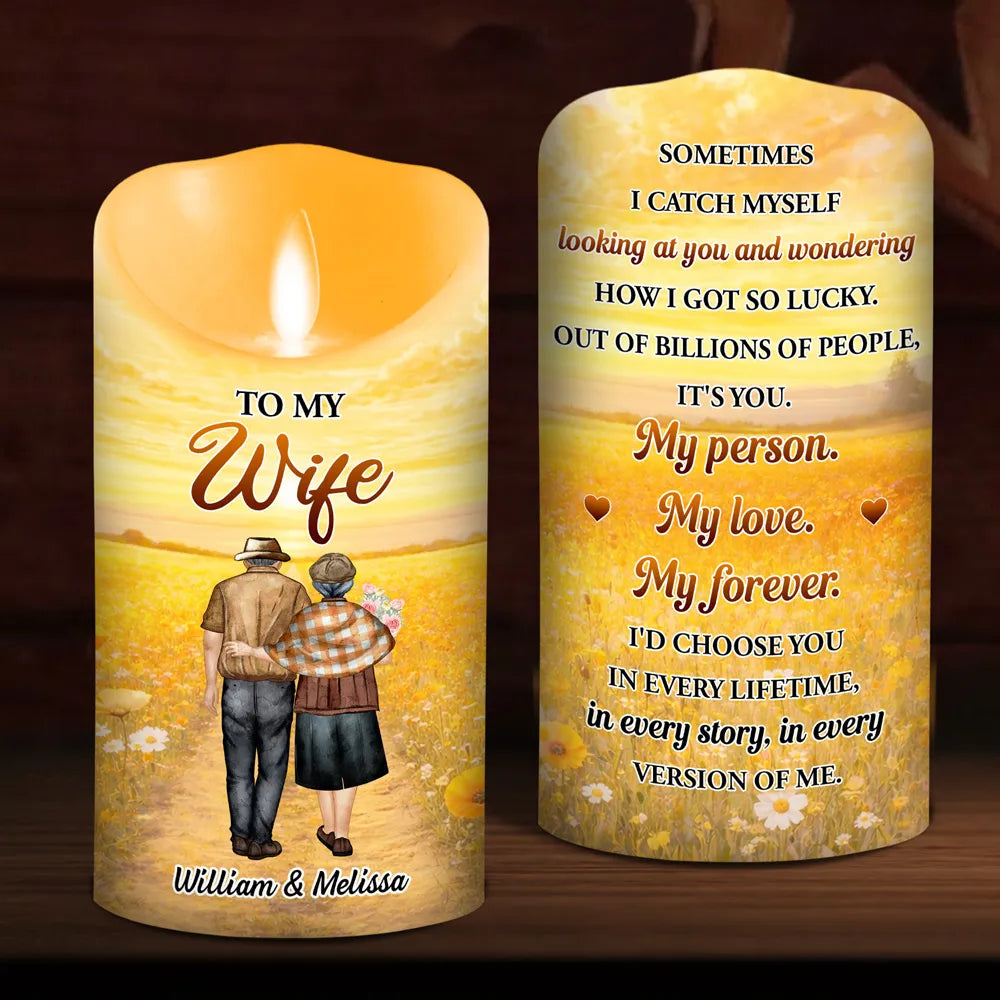 Personalized LED Candle for Wife - Sentimental Gift for Anniversary or Special Occasions Lamp MagicInPrints