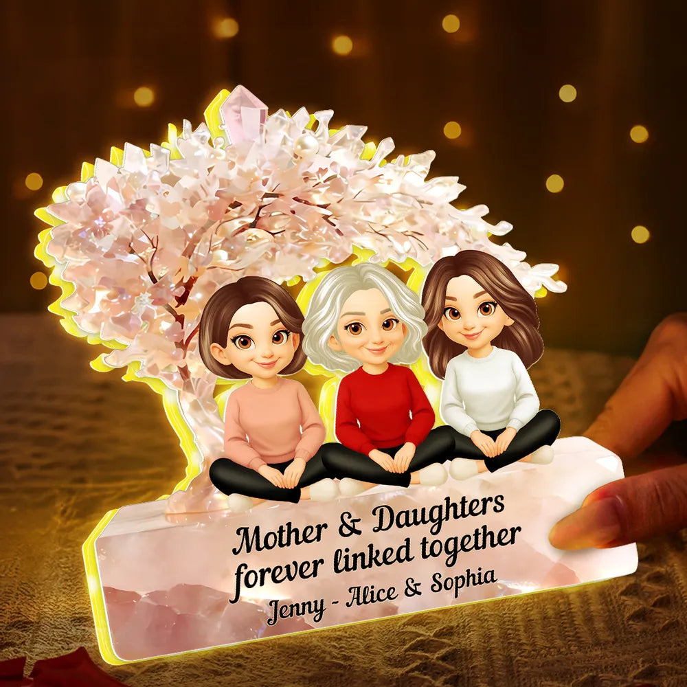 Personalized Mother & Daughters LED Lamp - Sentimental Gift for Family Bond Plaque MagicInPrints