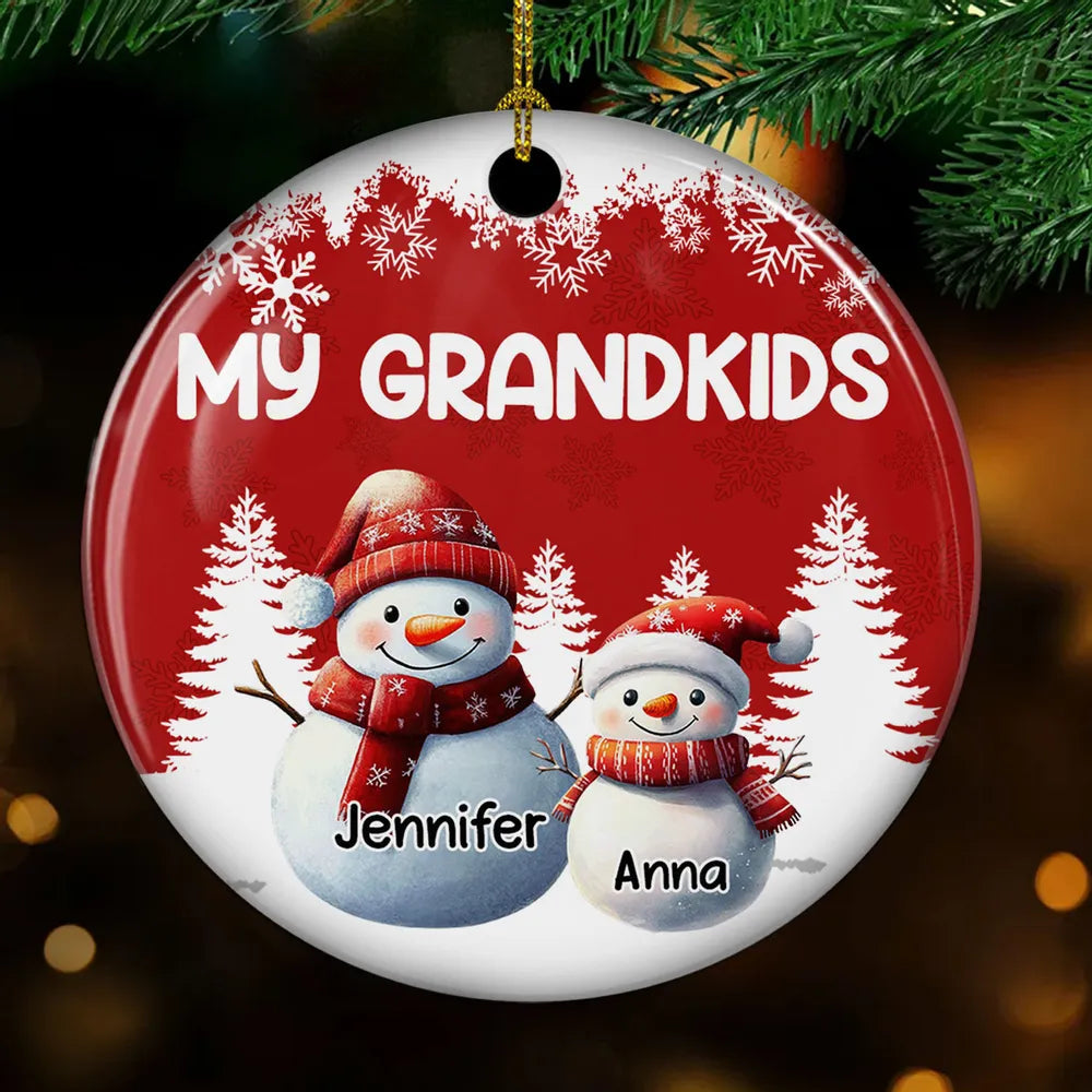 Personalized Christmas Ornament for Grandkids - Snowman Family Keepsake Ornament MagicInPrints
