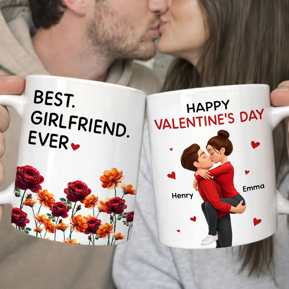 Personalized Valentine's Day Couple Mugs for Girlfriend - Romantic Gift Cup MagicInPrints