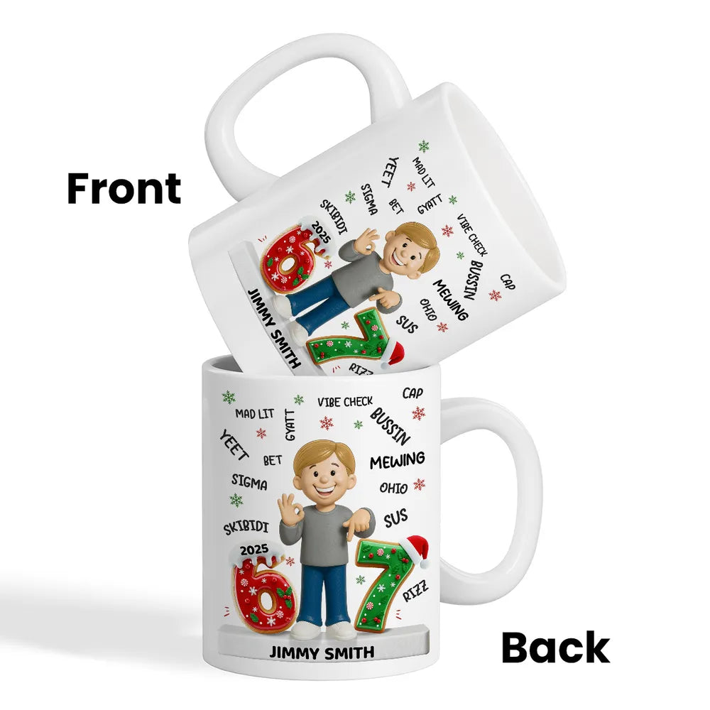 Personalized Kids Christmas Mug with Funny Slang and Year - Holiday Gift Cup MagicInPrints