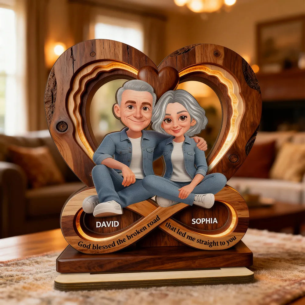 Personalized Wooden Heart Sculpture for Couples - Anniversary Gift Plaque MagicInPrints