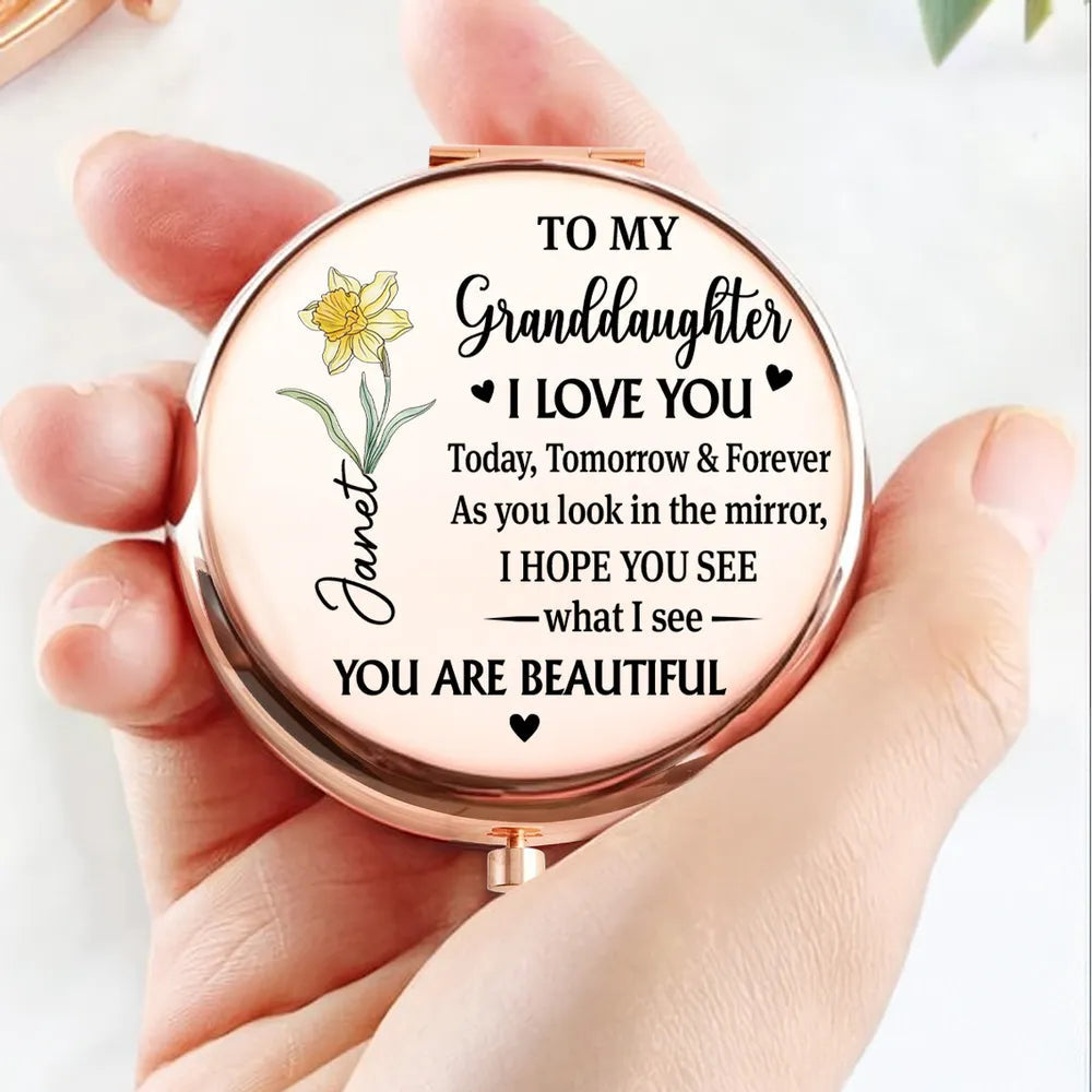 Personalized Compact Mirror for Granddaughter - Sentimental Gift with Engraved Message Beauty Tools MagicInPrints