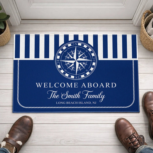 Personalized Nautical Welcome Mat for Families - Custom Entryway Decor Doormat MagicInPrints