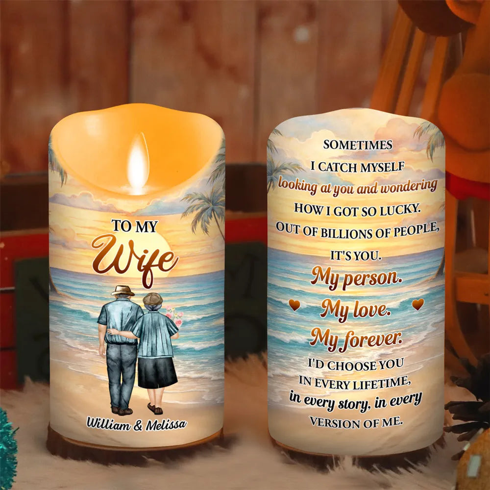 Personalized LED Candle for Wife - Sentimental Gift for Anniversary or Special Occasions Lamp MagicInPrints