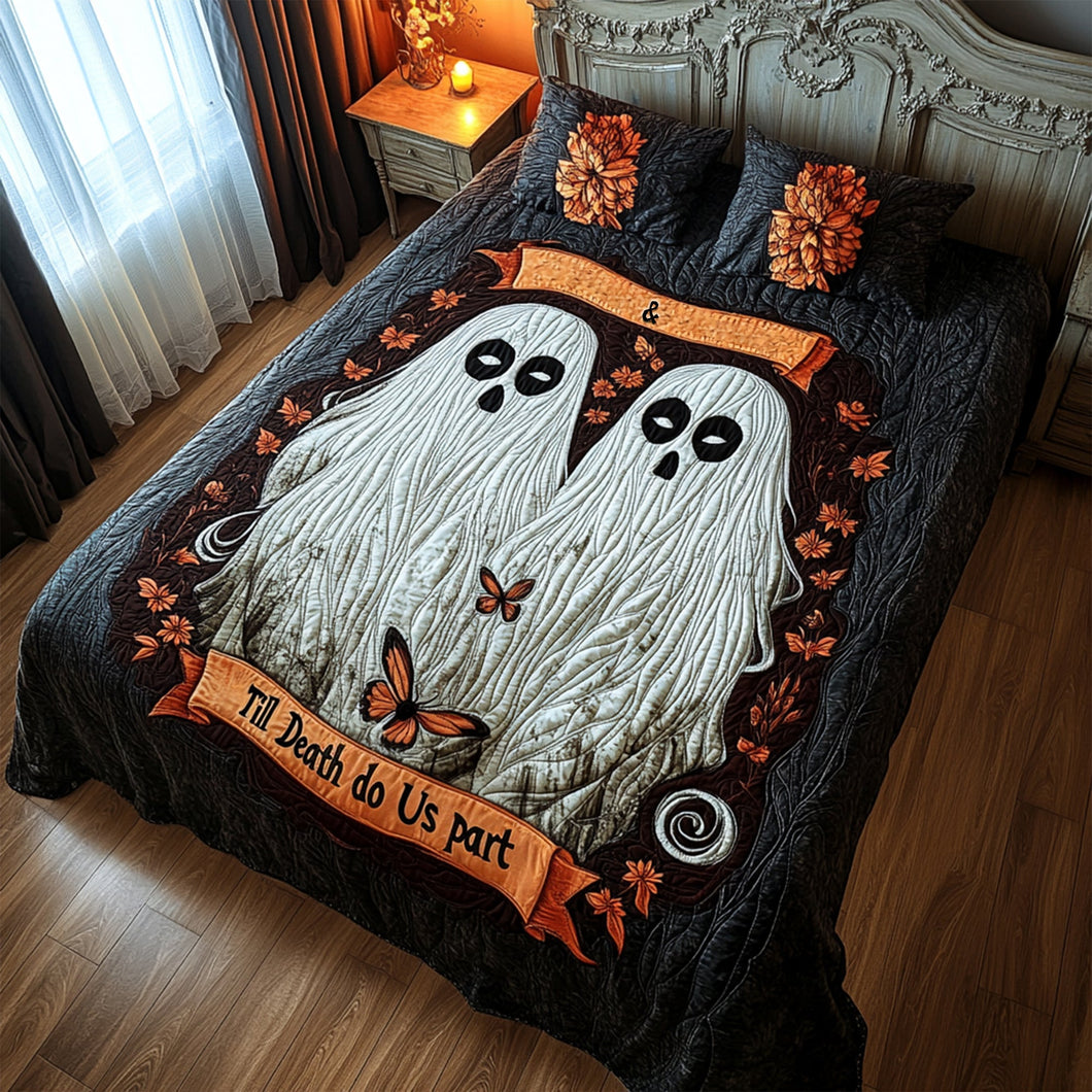 “Till Death Do Us Part” - Spooky Love Ghost Quilt Bedding Set - Personalized Gift for Couples & Loved Ones Blanket MagicInPrints