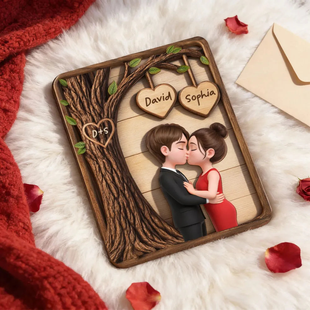 Personalized Couple Wooden Plaque for Romantic Occasions - Custom Names Engraved Plaque MagicInPrints