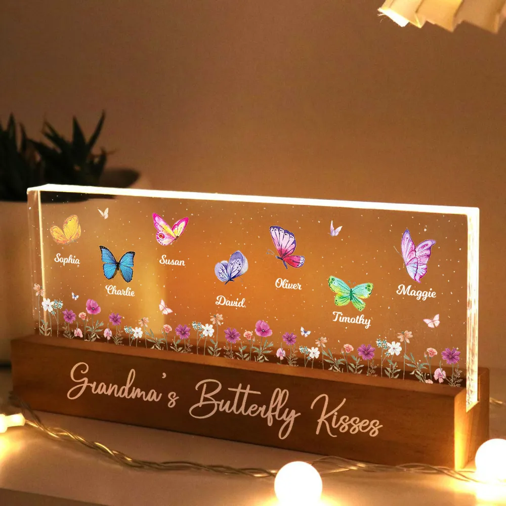 Personalized LED Night Light for Grandma with Butterfly Design - Sentimental Gift Plaque MagicInPrints