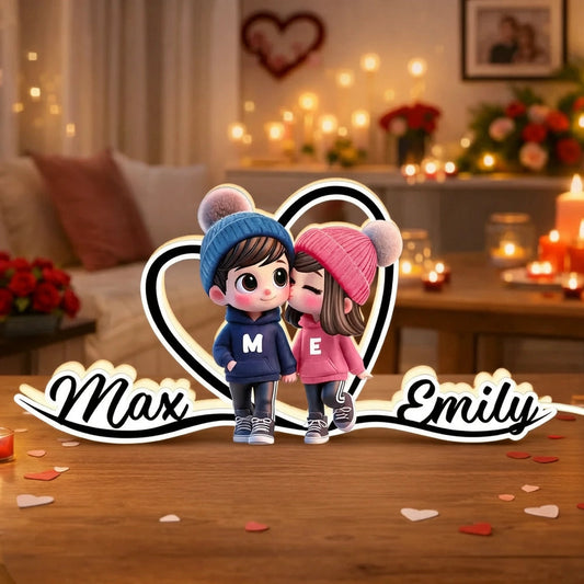Personalized Couple Figurine LED Lamp for Romantic Home Decor - Perfect Valentine's Gift Plaque MagicInPrints