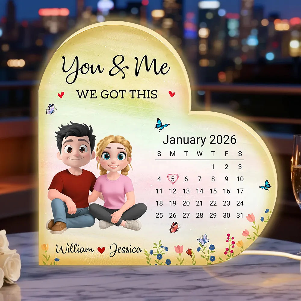 Personalized Heart-Shaped Couple Calendar for Couples - Romantic Gift Plaque MagicInPrints