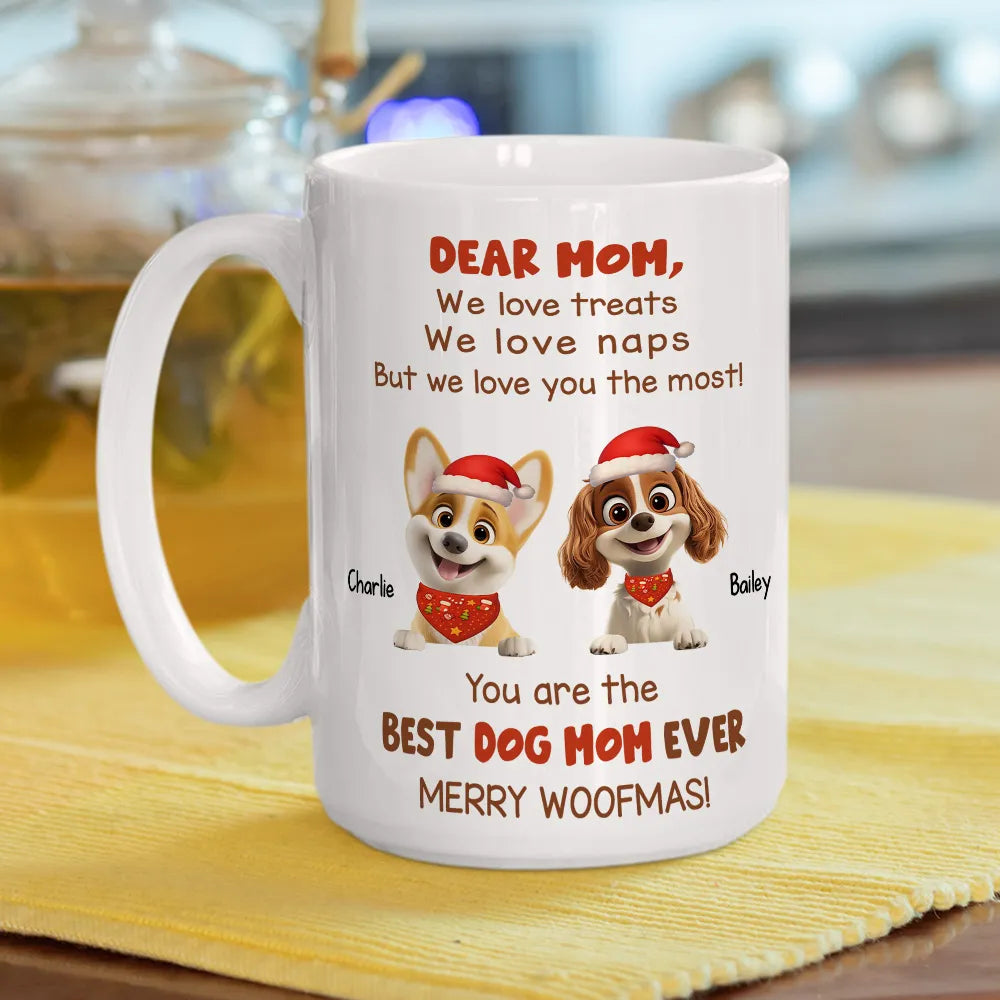 Personalized Dog Mom Christmas Mug for Mom - Festive Gift Cup MagicInPrints