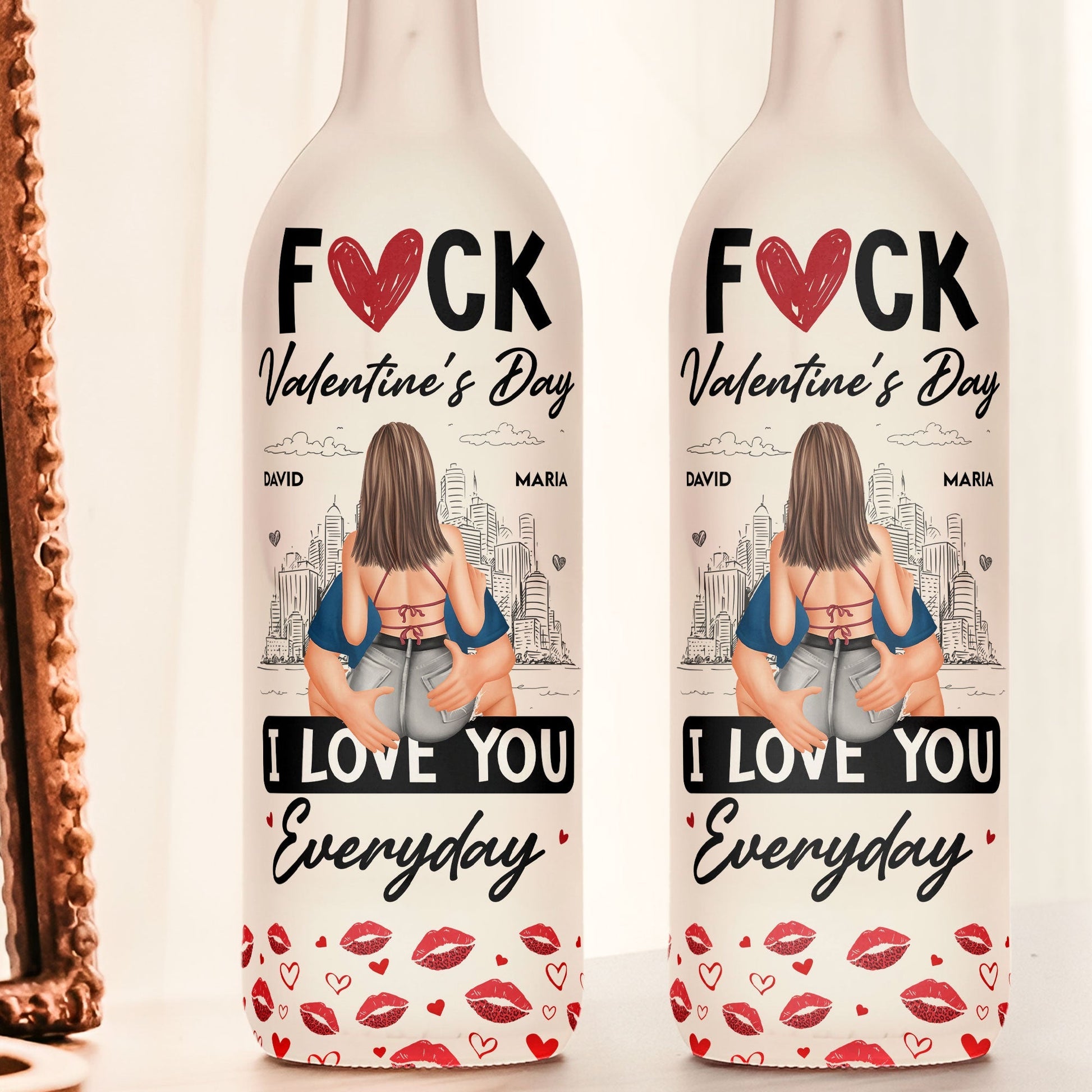 Personalized LED Wine Bottle Lamp for Couples - Romantic Valentine's Day Gift Lamp MagicInPrints