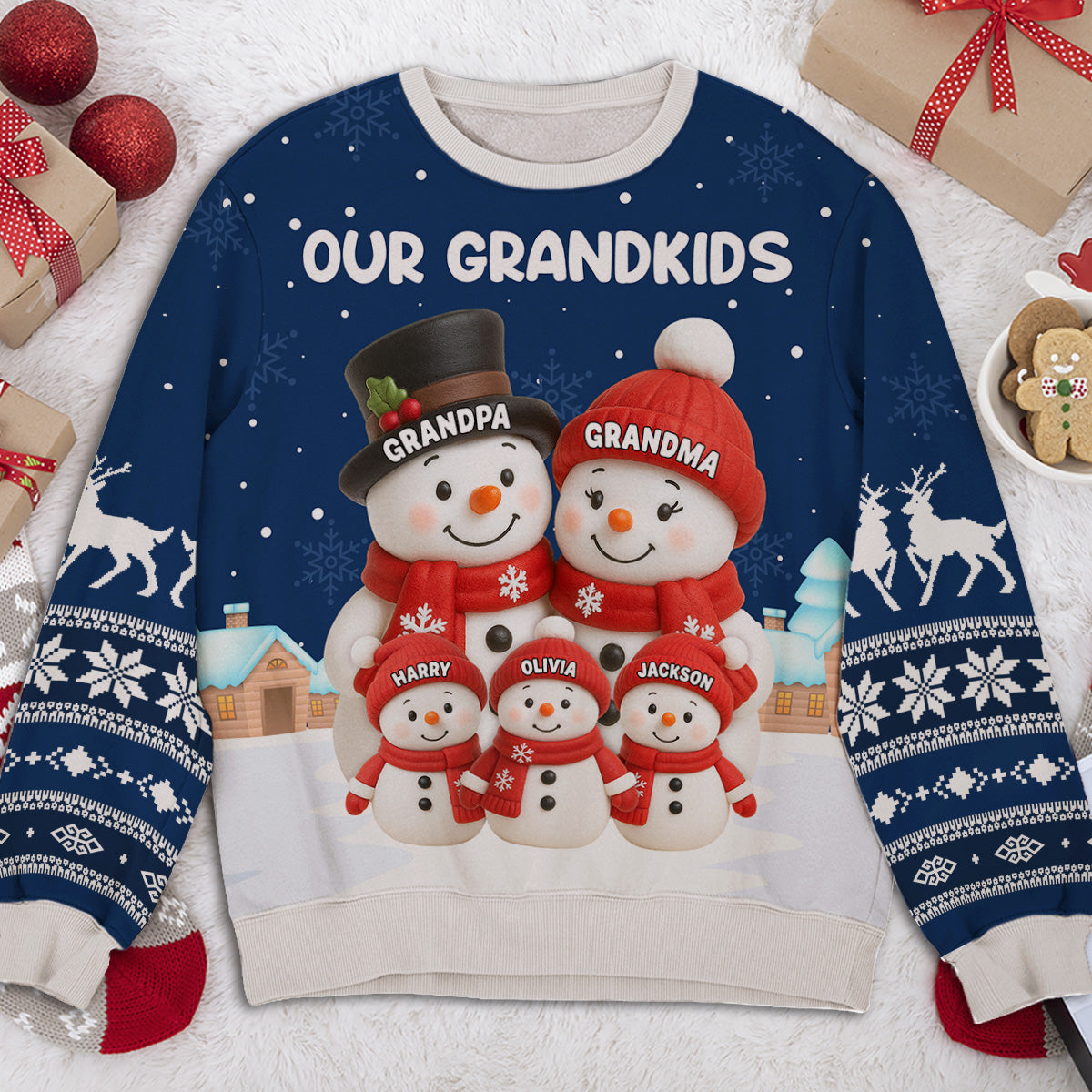 Personalized Family Snowman Sweatshirt for Grandparents - Christmas Gift Cloth MagicInPrints