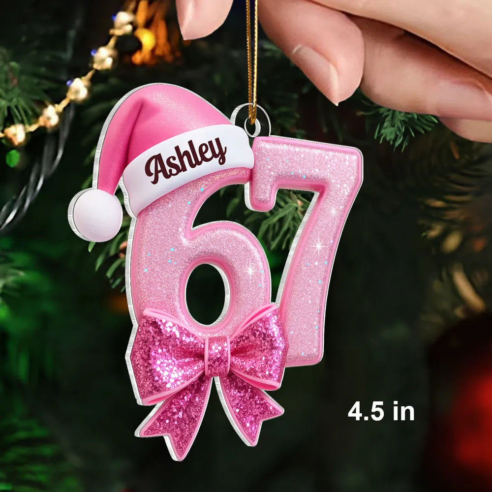 Personalized Pink Glitter Christmas Ornament for Teens - Holiday Decoration Ornament MagicInPrints