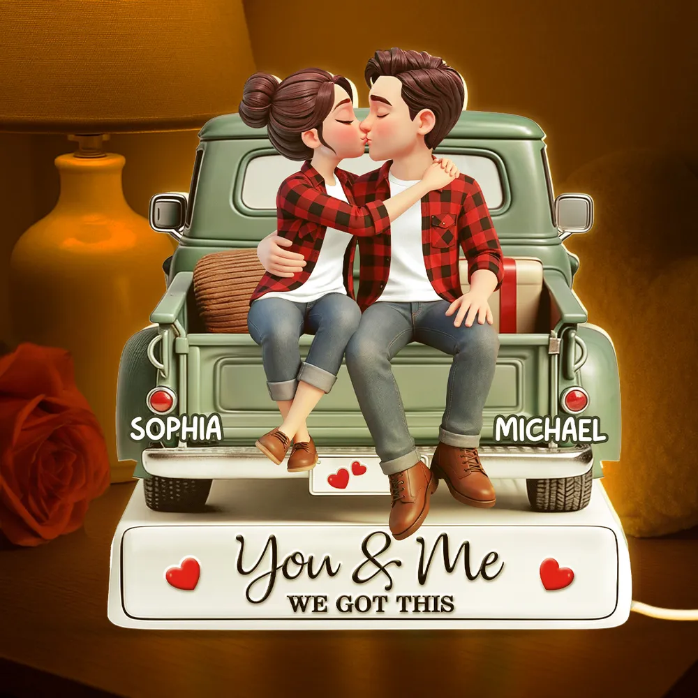 Personalized Couple Figurine Romantic Gift with LED Light - Anniversary or Valentine's Day Plaque MagicInPrints