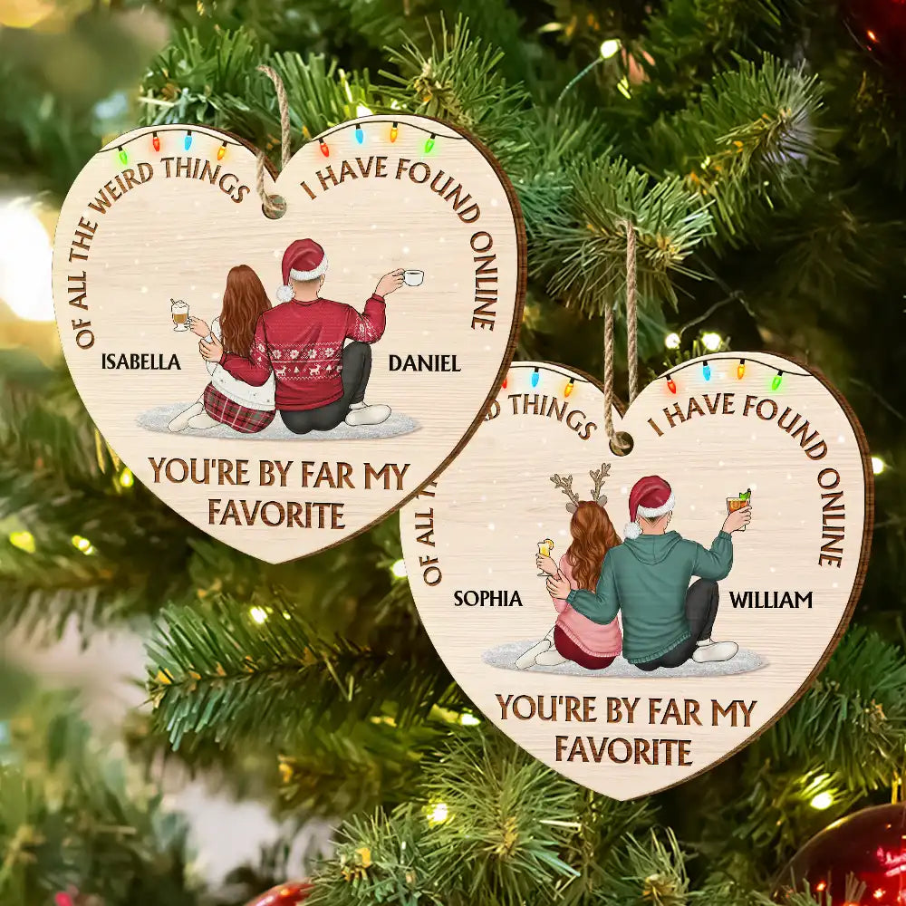Personalized Heart-Shaped Christmas Ornament for Couples - Romantic Holiday Gift Ornament MagicInPrints