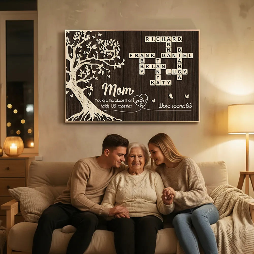 Personalized Family Tree Puzzle Wall Art for Mom - Sentimental Gift Poster or Canvas MagicInPrints