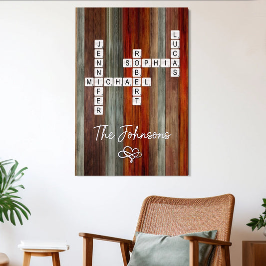 Personalized Family Name Crossword Canvas Wall Art - Home Decor Gift Poster or Canvas MagicInPrints