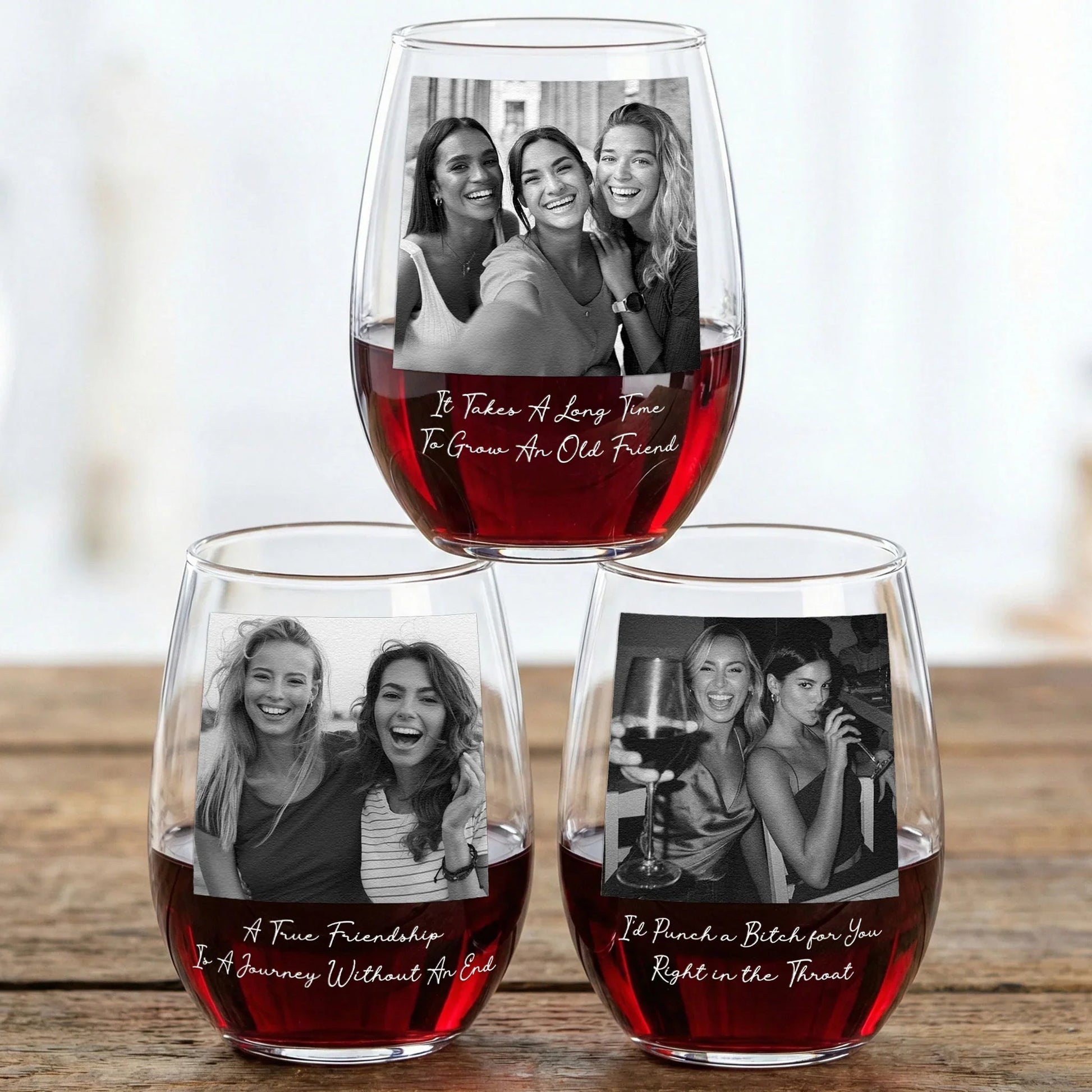 Personalized Funny Wine Glass for Friends with Custom Photo - Friendship Gift Cup MagicInPrints