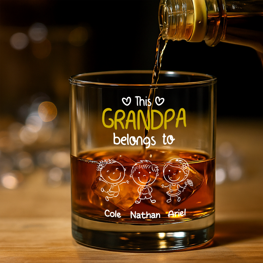Personalized Grandpa Whiskey Glass - Custom Kids' Names Gift for Christmas Cup MagicInPrints