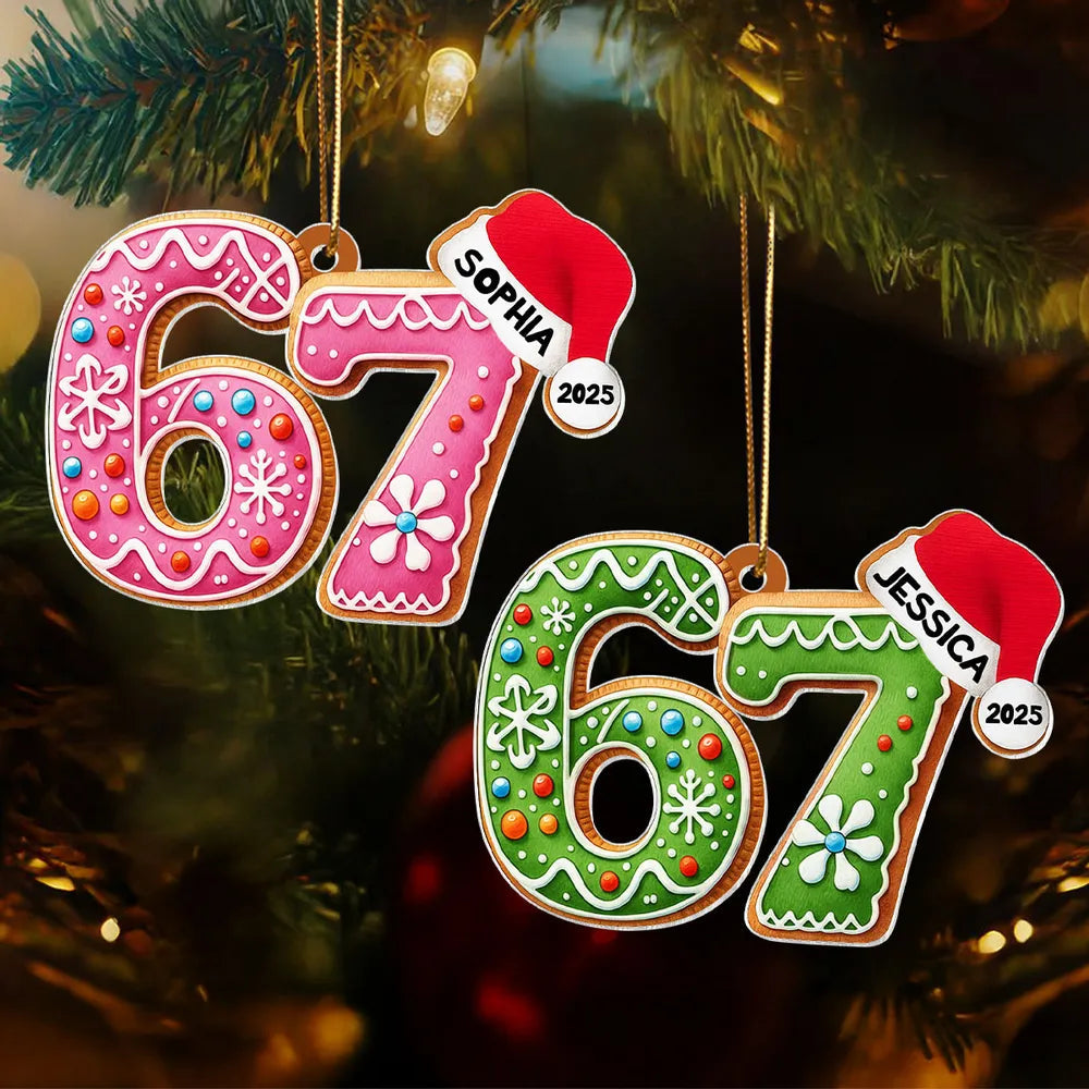 Personalized Christmas Ornament for Kids - Festive Gingerbread Design with Custom Name and Year Ornament MagicInPrints