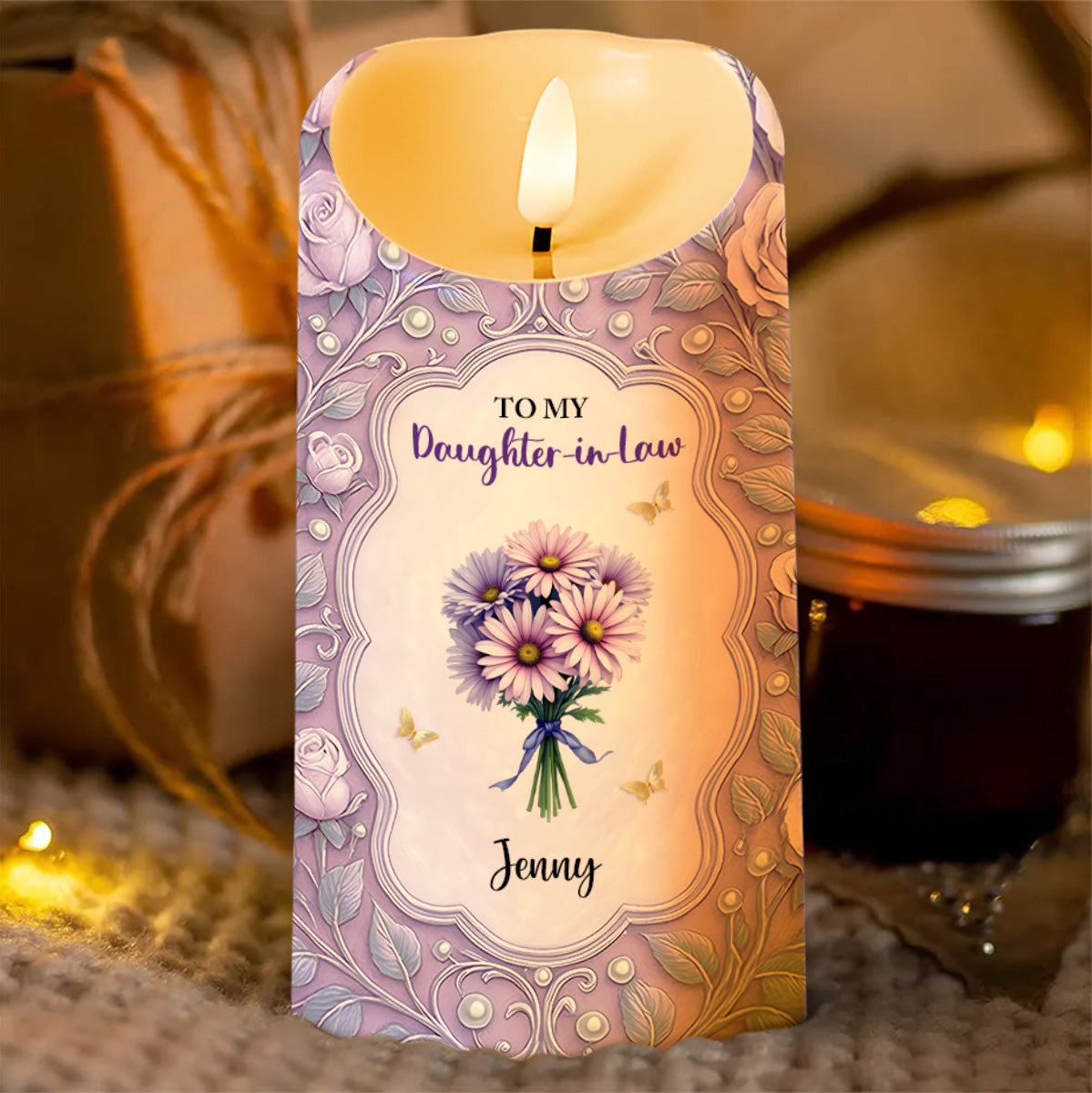 Personalized LED Candle for Daughter-in-Law with Heartfelt Message - Sentimental Gift Lamp MagicInPrints