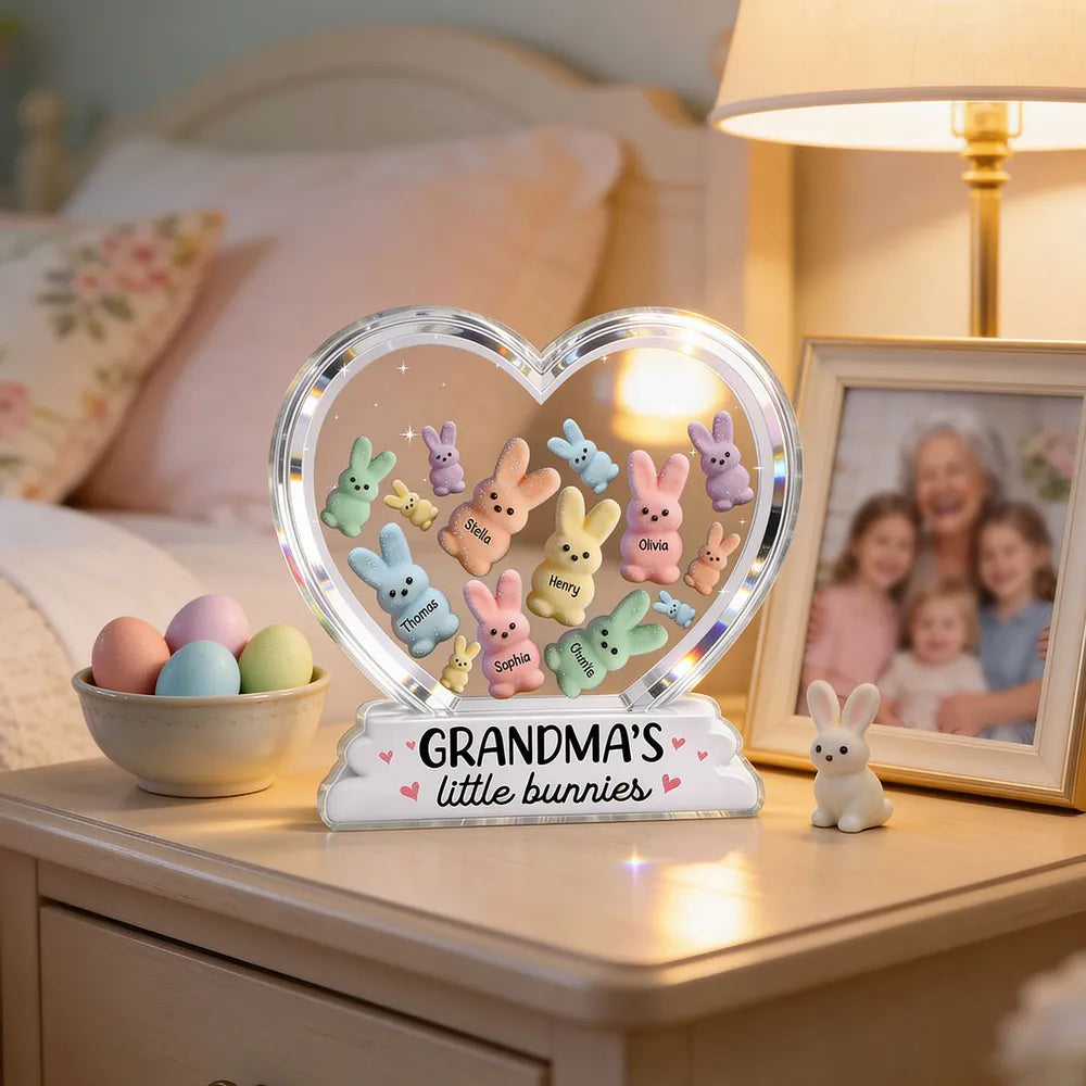 Personalized Heart-Shaped Bunny Keepsake for Grandma - Family Gift Plaque MagicInPrints
