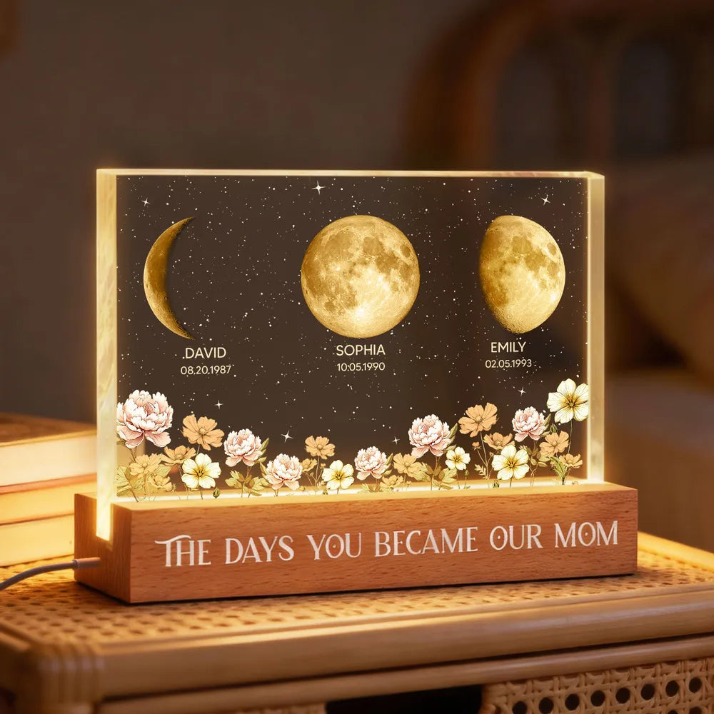 Personalized Moon Phase Acrylic Plaque for Mom - Sentimental Gift Plaque MagicInPrints