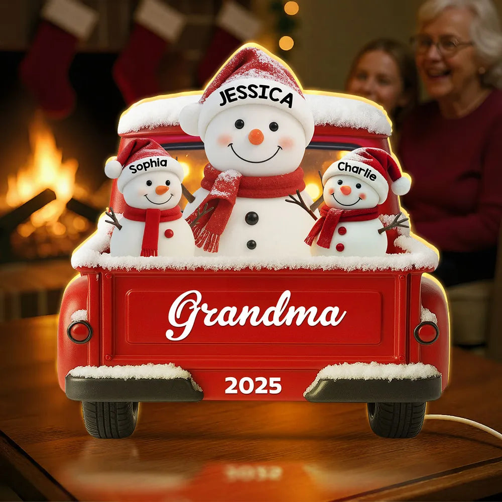 Personalized Snowman Family Ornament for Grandma - Christmas 2025 Decoration Plaque MagicInPrints