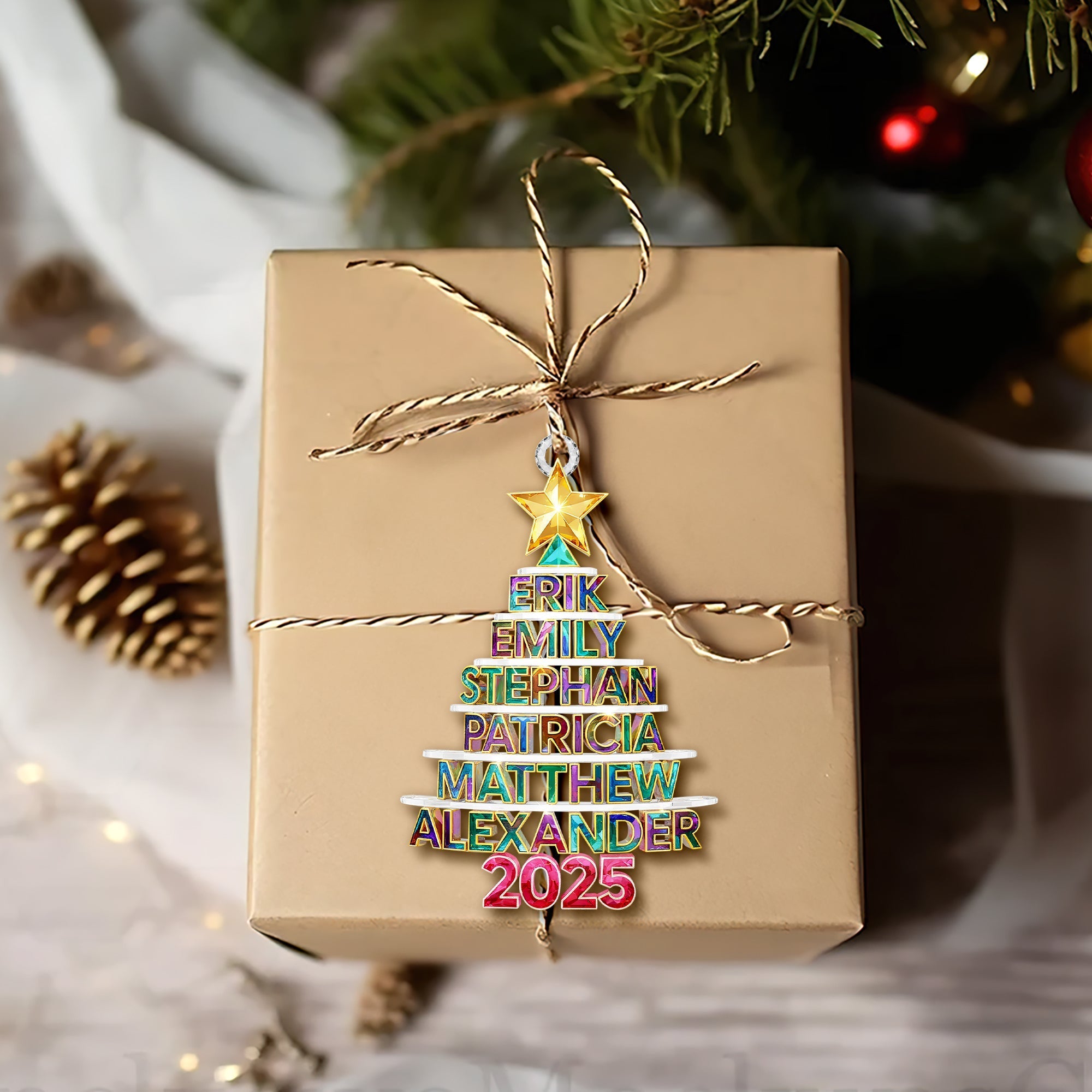 Celebrate Family Love: Personalized Christmas Tree Family Name Ornament - Cherished Gifts for Parents, Grandparents, and Friends Ornament MagicInPrints