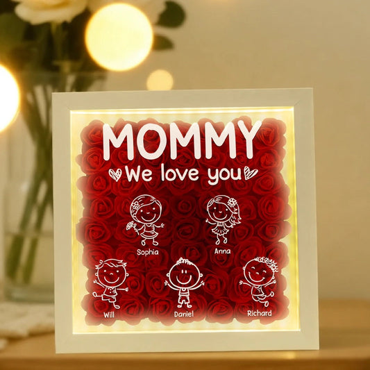 Custom LED Shadow Box for Mom with Kids' Names - Mother's Day Gift Plaque MagicInPrints