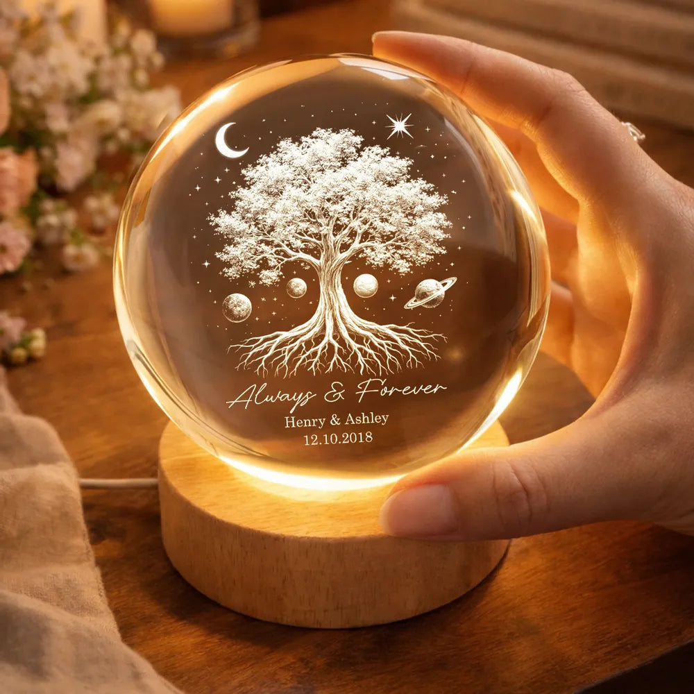 Personalized LED Night Light for Couples - Tree of Life Design - Anniversary Gift Lamp MagicInPrints