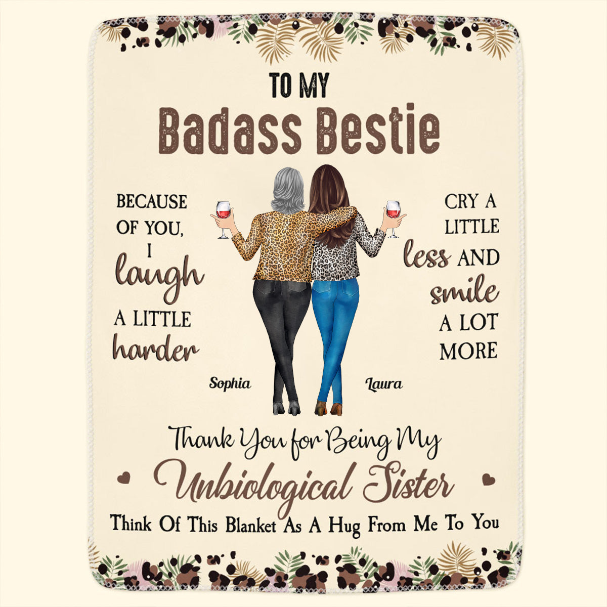 Personalized Fleece Blanket for Best Friends - Unbiological Sister Gift Blanket MagicInPrints