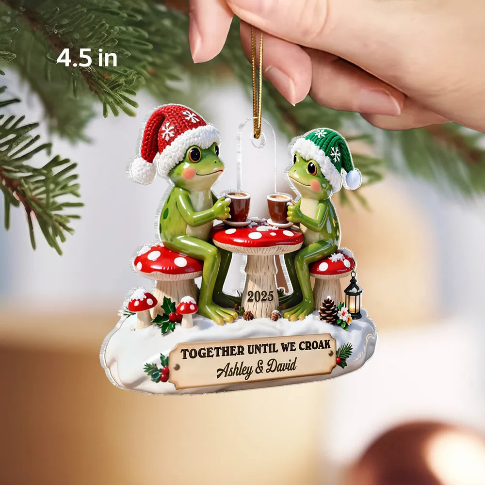 Custom Frog Couple Christmas Ornament - Personalized Holiday Gift for Couples Ornament MagicInPrints