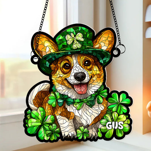 Personalized Corgi Acrylic Suncatcher for Dog Lovers - Patrick's Day Gift Ornament PopCulturePrints