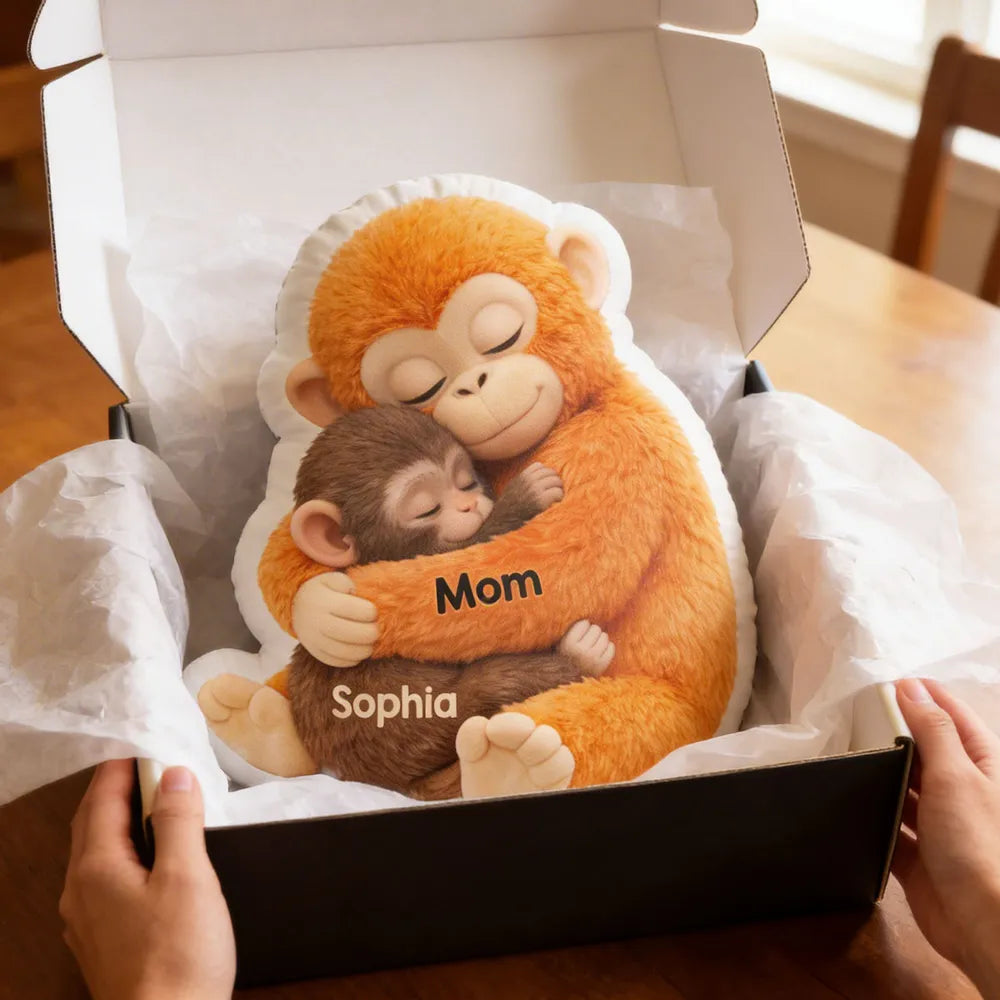 Personalized Monkey Hug Pillow for Mom and Child - Sentimental Gift Pillow MagicInPrints