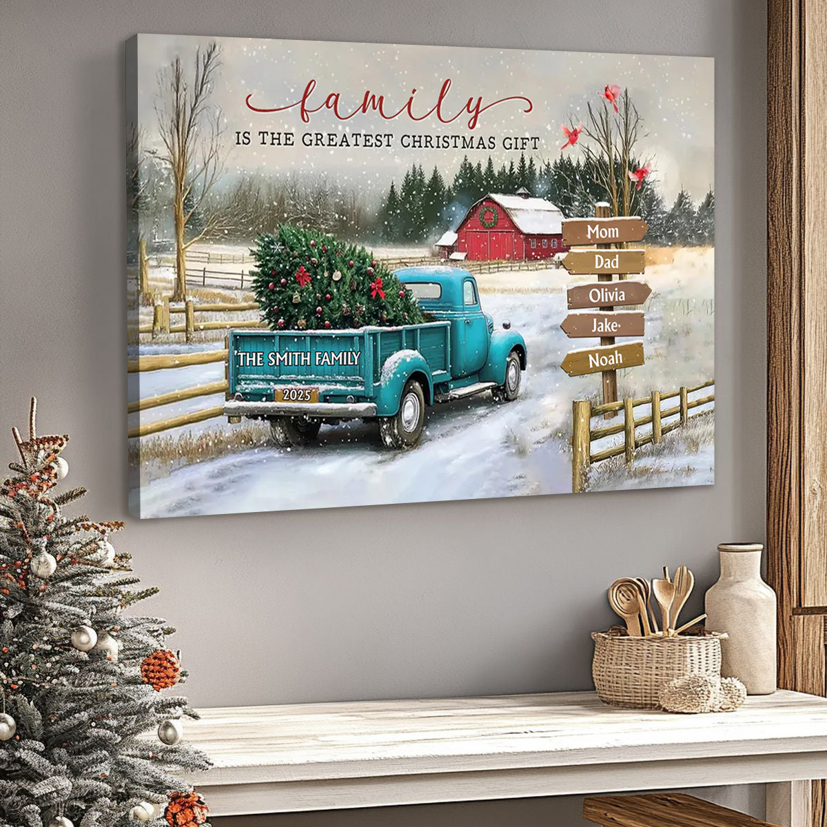 Personalized Christmas Canvas Wall Art for Family - Rustic Holiday Decor Poster or Canvas MagicInPrints