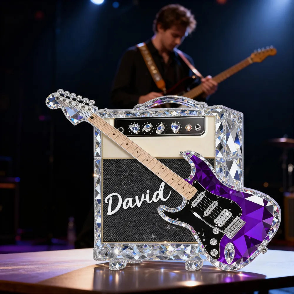 Personalized Crystal Guitar Decor for Music Lovers - Unique Gift Plaque MagicInPrints