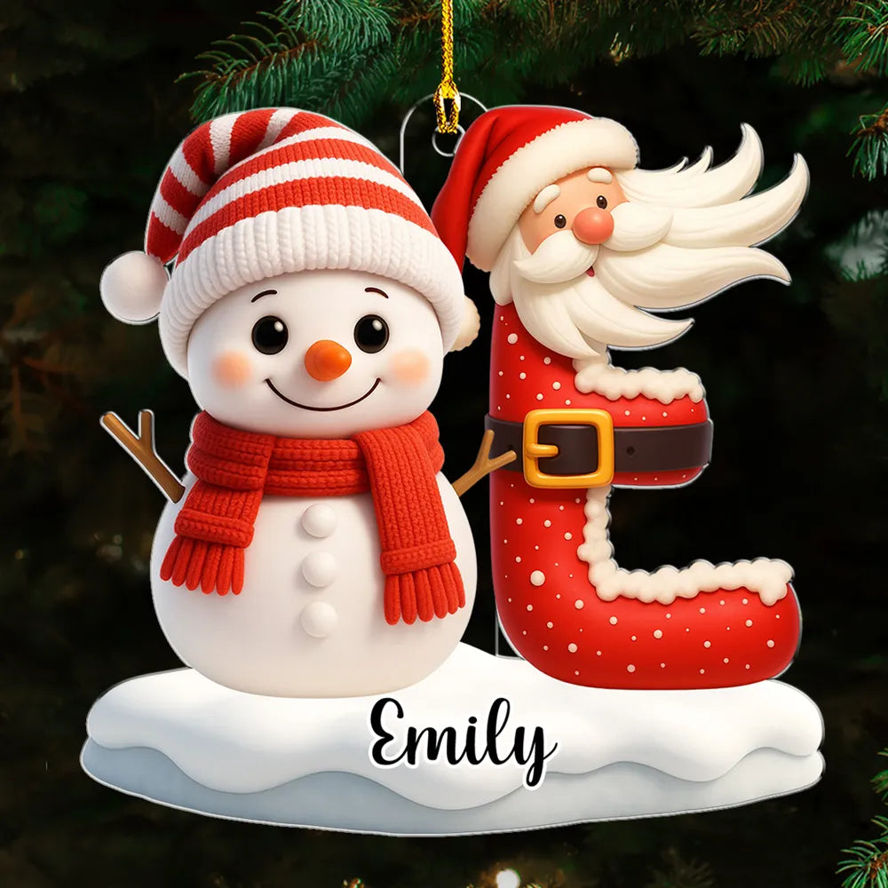 Personalized Christmas Ornament for Kids - Snowman and Santa Design Ornament MagicInPrints