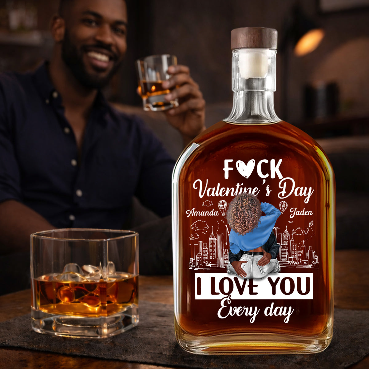 Personalized Whiskey Bottle for Couples - Everyday Love Gift Kitchen Supplies MagicInPrints