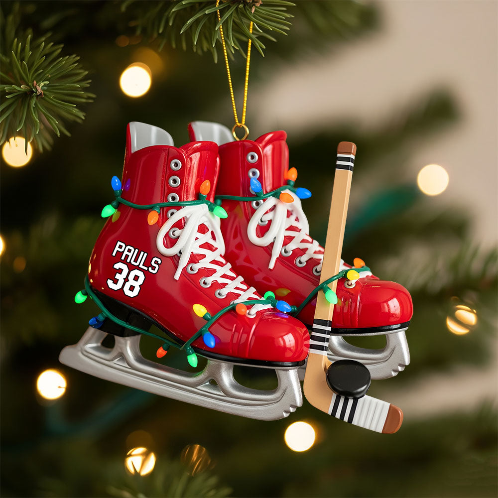 Ice Hockey Skates Ornament - Personalized Gifts For Ice Hockey Lovers Ornament MagicInPrints