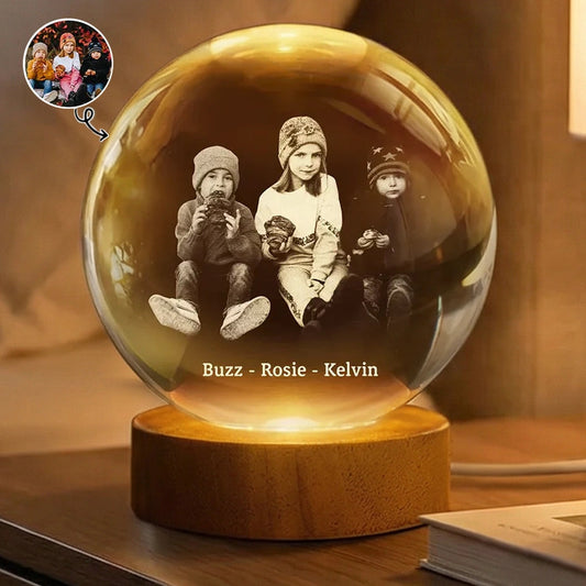 Custom Photo Crystal Ball Lamp for Kids - Personalized Night Light Gift Lamp MagicInPrints