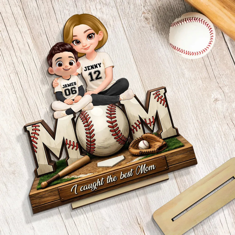 Personalized Baseball Mom Figurine with Kids Names - Perfect Gift for Mother's Day Plaque MagicInPrints